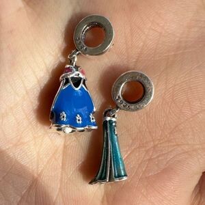 NWOT Frozen Elsa and Anna's Dress Disney Pandora FIT 2x Charm